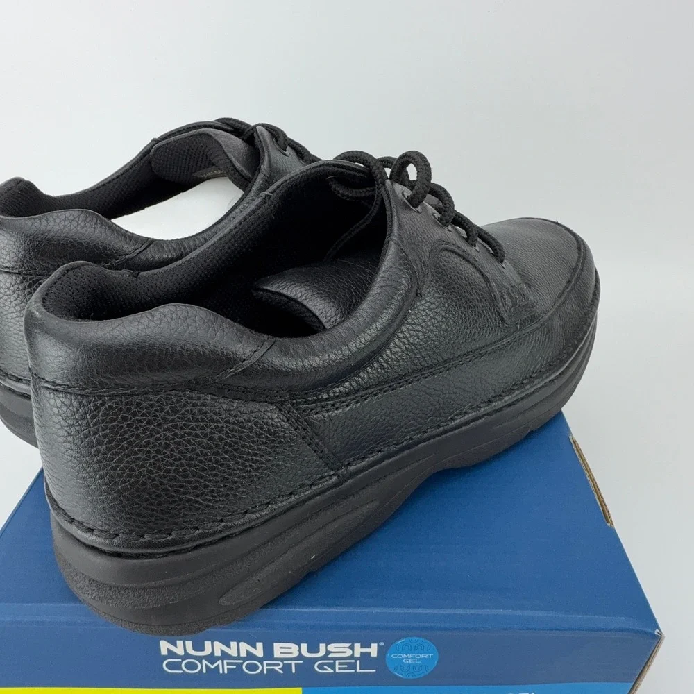 Nunn Bush Cameron Black Tumble Leather Comfort‎ Gel Oxford Shoes Mens 11.5M NIB